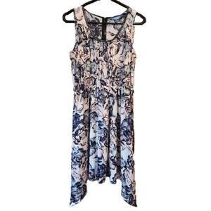 SimplyVera Vera Wang floral dress, Medium, Scoop neck, Sleeveless, Asymetrical